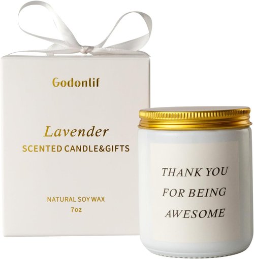 GODONLIF Lavender Scented Soy Wax Candle - Unique Birthday Gift for Women, Best Friends & Moms