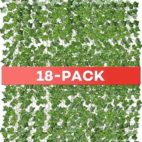 18-Pack Artificial Ivy Vines, 126ft Hanging Greenery Garland for Decor