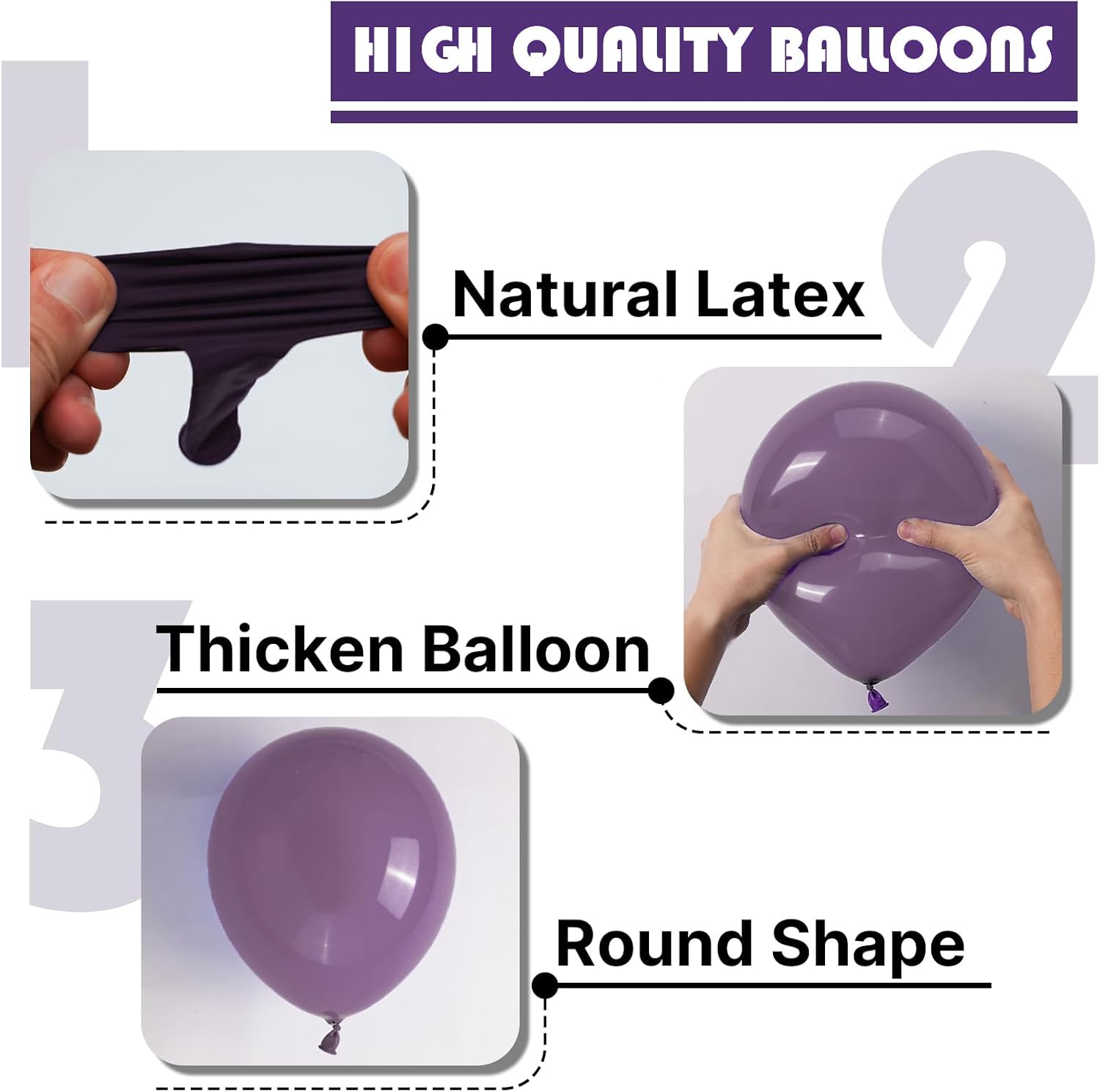 PartyWoo Dusty Purple Balloons - 100 Pcs Latex Helium Balloons in 5, 10, 12, 18 Inch Sizes | Perfect for Baby Showers & Birthdays