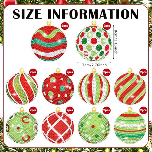 20 Pcs DIY Christmas Diamond Painting Ornament Kit - 5D Holiday Decor Craft