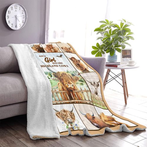 CYREKUD Highland Cow Throw Blanket, Cow Lovers Gift, Sofa Decor, 50" x 60"