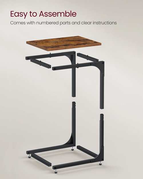 VASAGLE C-Shaped End Table Set of 2, Small Side Table for Couch, Sofa Table with Metal Frame for Living Room, Bedroom, Bedside, Rustic Brown and Black