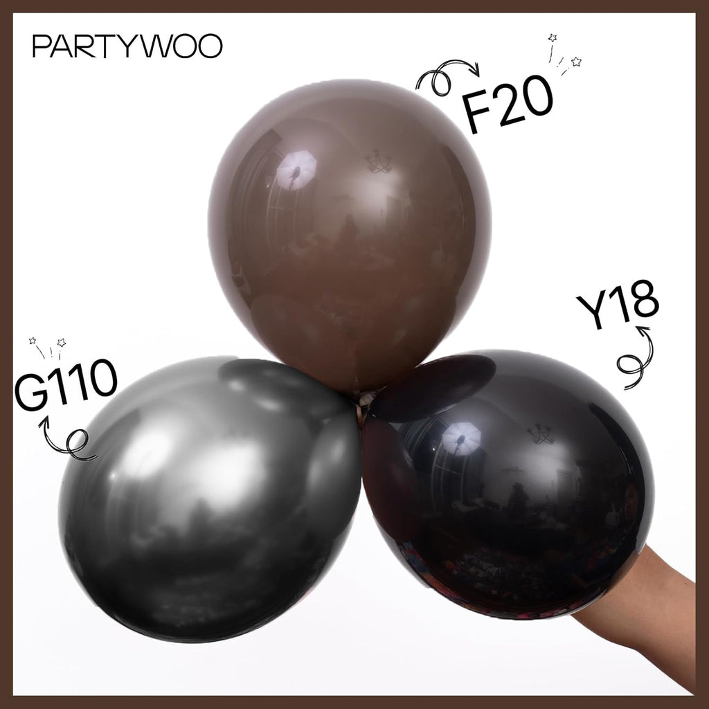 PartyWoo Dark Brown Balloons - 50pcs 12 Inch Boho Latex Helium Balloons for Fall Celebrations