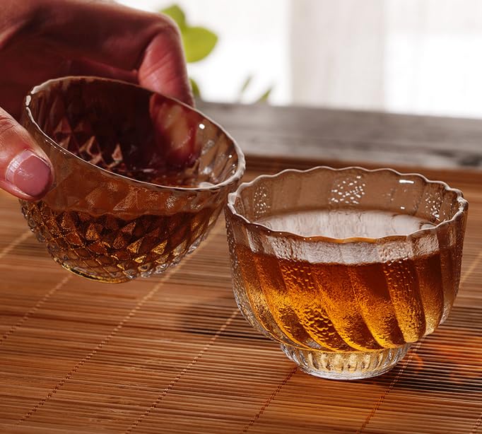 Rikyo Style G 6Pcs Japanese Sake Set Heat-Resistant Glass Cups 50ml