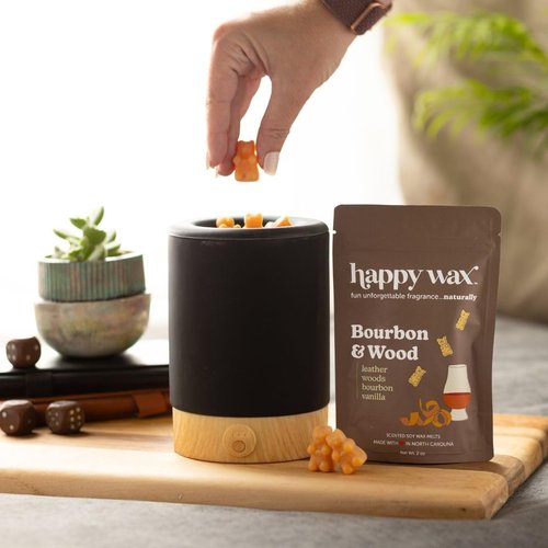 Happy Wax Black Signature Wax Melt Warmer for Scented Wax Melts, Cubes & Tarts – Electric Wax Melter with Automatic Timer and No Scrape Silicone Dish for Easy Wax Removal