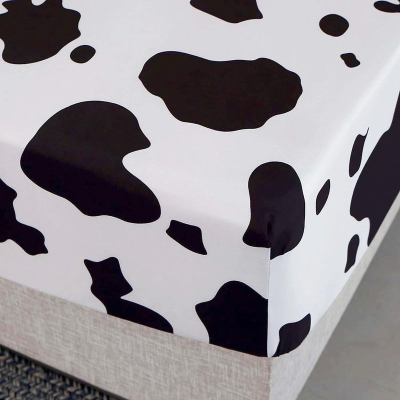 SDY 4PCS Bedding Sheets Set,Cow Print Twin Size,Lightweight Super Soft Deep Pocket Fitted Sheet & Cute Top Flat Sheet & 2 Pillowcases for Kids Boys Girls (Cow,Twin)