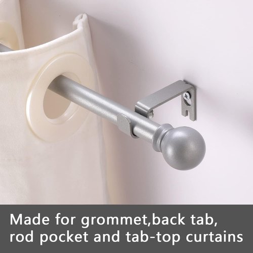 GXOACKJ Heavy Duty Metal Curtain Rod Set - 2 Pack Silver, Adjustable 48 to 93 Inch with Brackets
