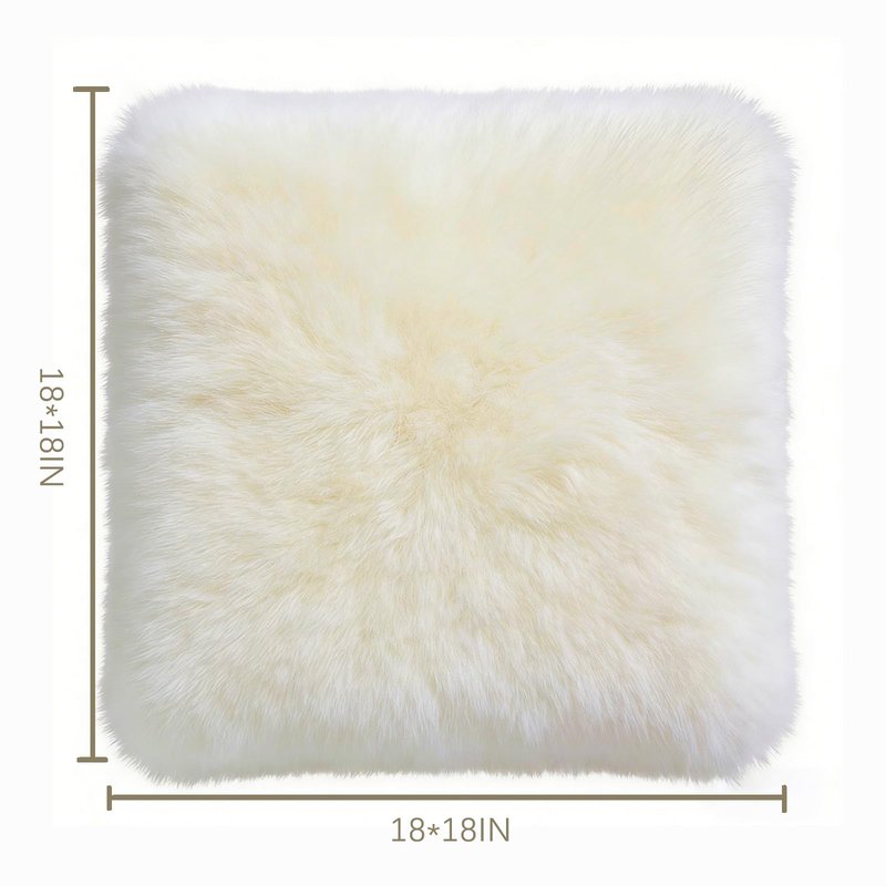RZLWOOL Genuine Sheepskin Chair Pad 2 Pack Anti Slip Design Natural Wool Soft and Comfortable Suitable for Home Living Room Sofa Bedroom Dining Room(18x18 Inch,Cream White)