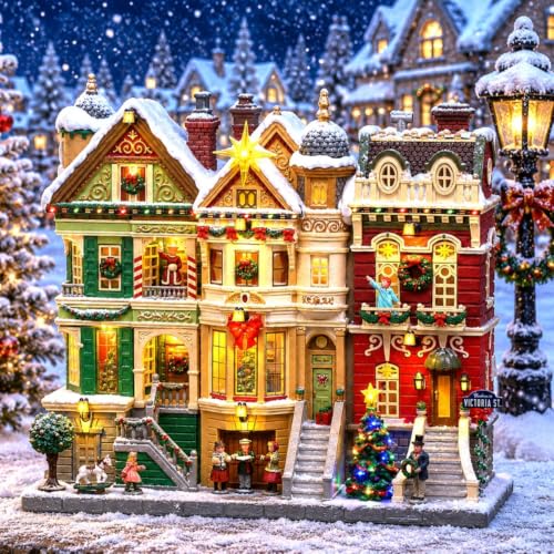 Christmas on Victoria Street Lighted Village Facade - Battery Operated