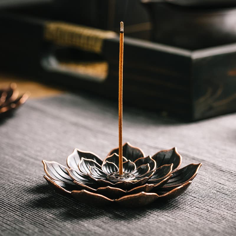Brass Lotus Incense Burner with Detachable Ash Catcher