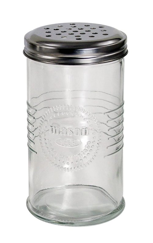 Grant Howard Mason Classics Cheese Shaker, 14 Ounces, Parmesan and Mozzarella Glass Jar Dispenser (52145)