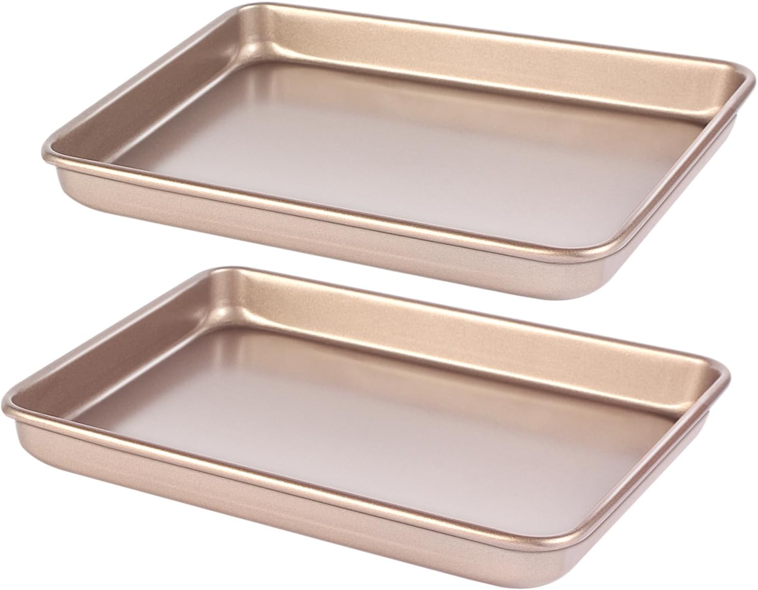 Small Cookie Sheet Pan - Nonstick Baking Tray 2-Pack | 9x11 Inch Heavy Duty Carbon Steel, Gold - Oven Safe & Easy Clean
