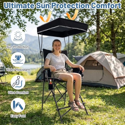 Oversized Folding Director Chair with Canopy Shade and Footrest, 300 lbs