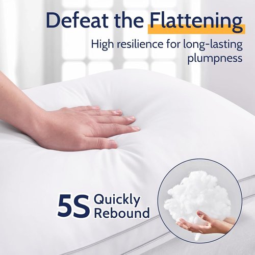 ROUMEA King Size Bed Pillows Set of 4, Pillows for Sleeping 4 Pack, Supportive King Pillows with Soft Down Alternative for Back Stomach Side Sleepers, Machine Washable
