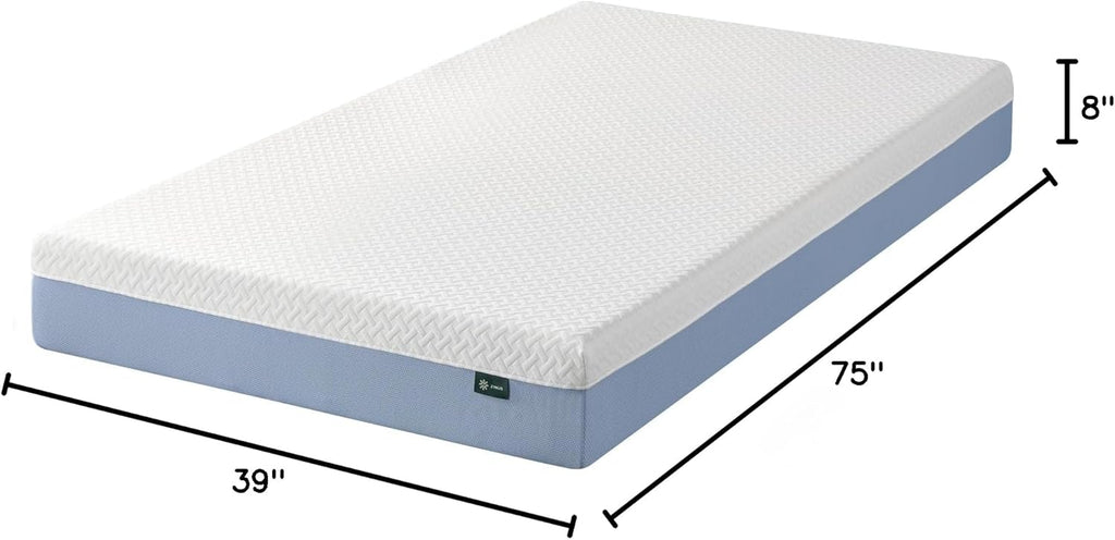 Zinus 8-Inch Twin Memory Foam Mattress - Cooling Comfort, Medium Feel, Fiberglass-Free, Certified Safe