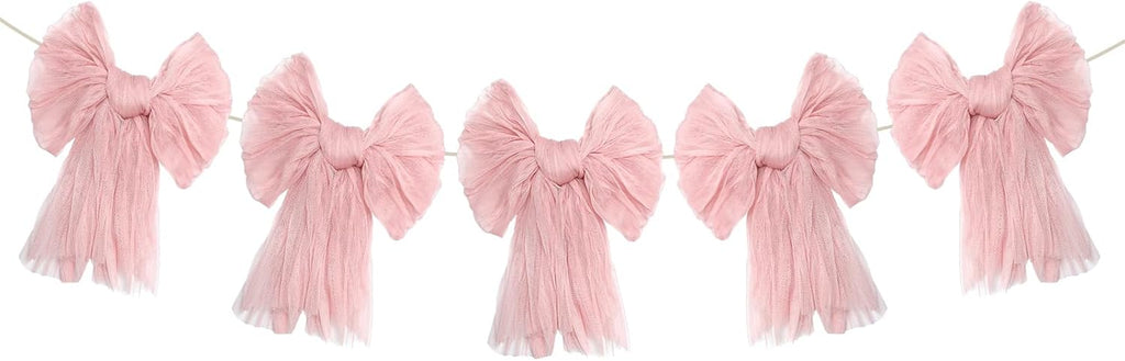 VitalCozy Pink Bow Garland Banner - Charming Decorations for Coquette Birthday & Baby Showers