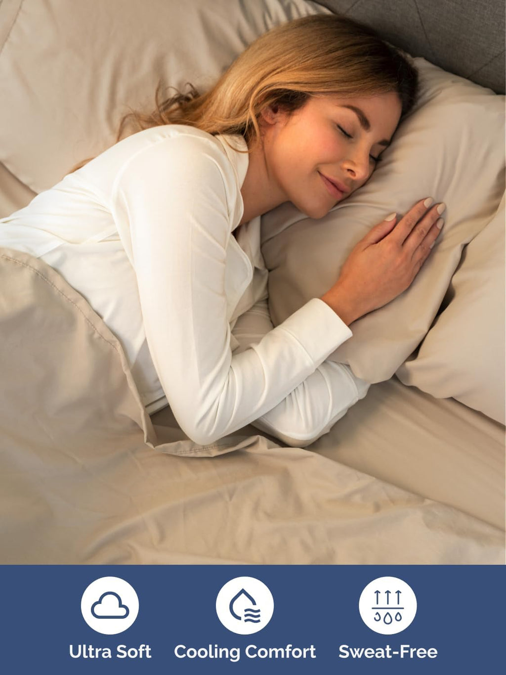 Skiennix Extra Deep Queen Sheet Set | 6-Piece Breathable Cooling Bedding - Soft, Wrinkle-Free Comfort - Cream