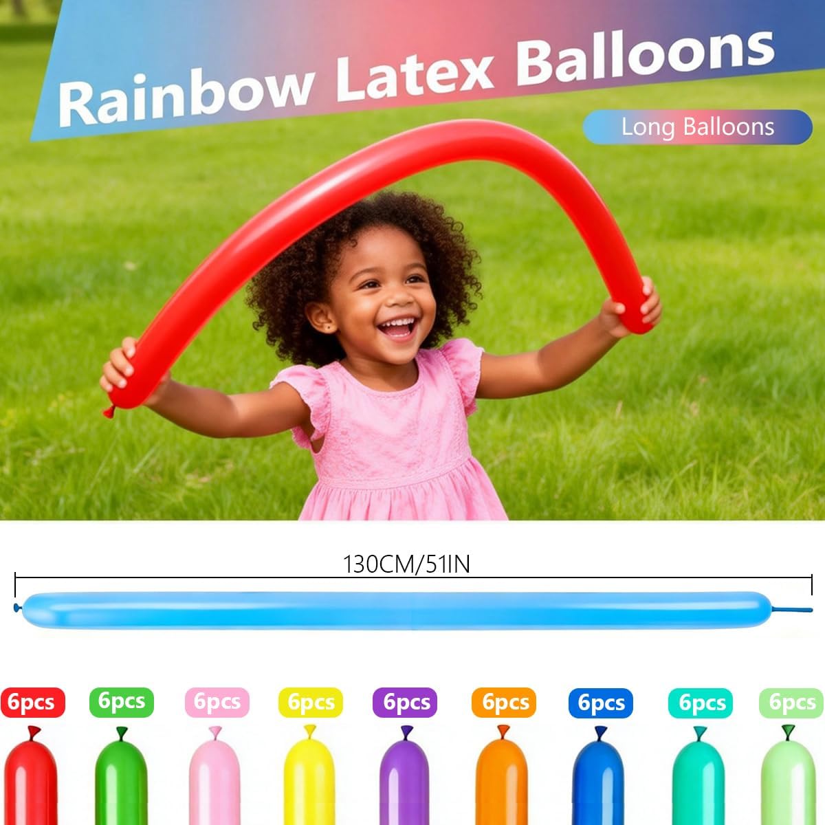 XNUT Assorted Rainbow Latex Balloons - 120 Pack of 12-Inch Round & 60-Inch Long Helium Balloons for Birthday & Wedding Decorations