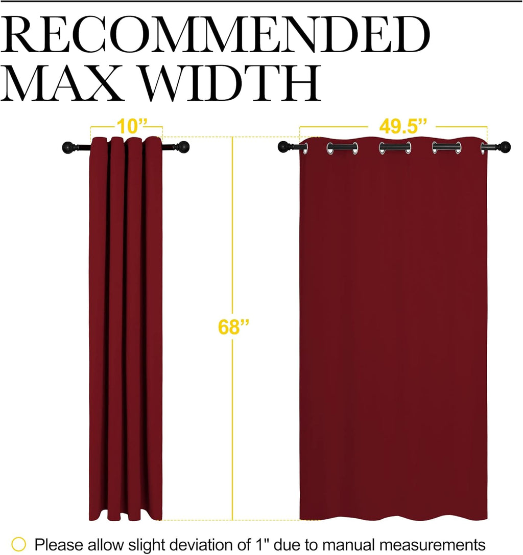 NICETOWN Burgundy Blackout Curtains - Thermal Insulated Drapes for Laundry Room | 55x68 Inch Pair