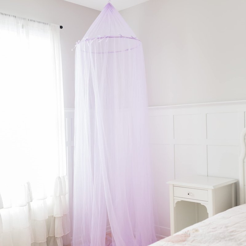 Jenn & Joos Purple Princess Bed Netting Canopy for Girls - Hanging Reading Nook for Toddler - Kids Bedroom Decoration Mermaid Theme - College Dormitory Room Accessories