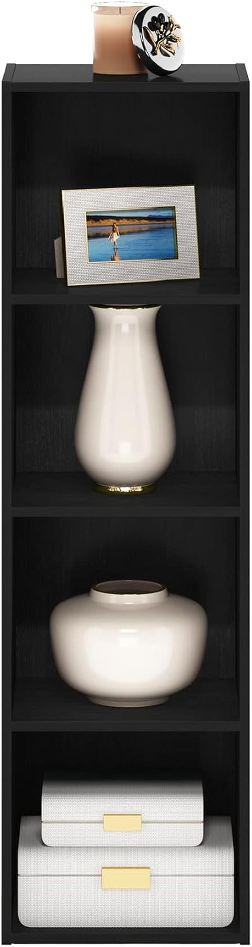 Furinno PASIR 4-Tier Modern Bookshelf - Open Shelves Bookcase for Living Room & Home Office | Blackwood Finish