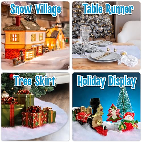 Thick Faux Snow Blanket Roll - 94 x 31 Inch Christmas Village Decor