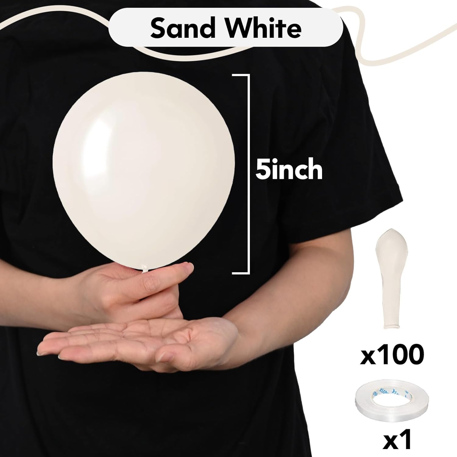 Skiennix Sand White Balloons - 100 Pack 5 Inch Beige Latex Balloons for Boho Party Decor