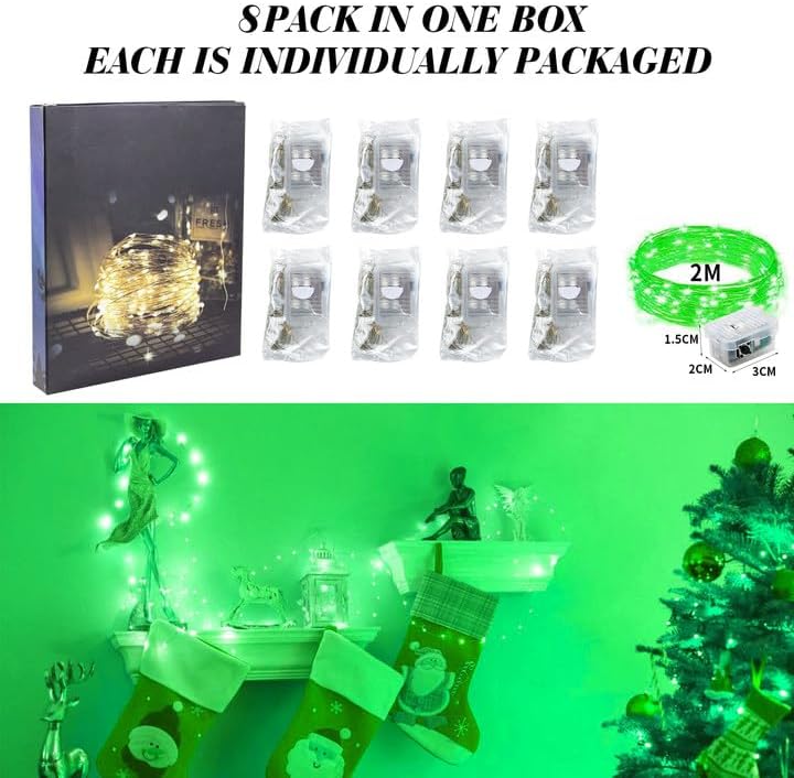 ZGWJ Fairy Lights - 8 Pack Battery Operated 7ft Mini LED String Lights | 3 Modes for Parties & Decor
