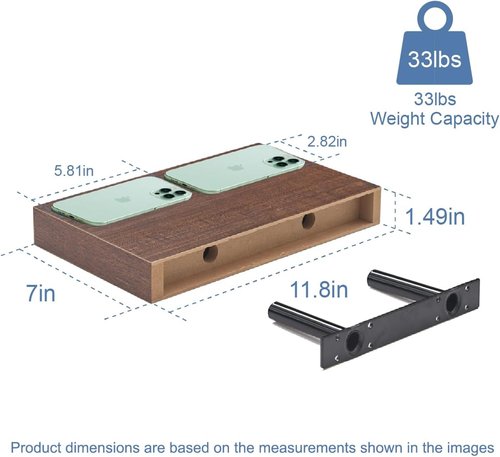 Modern Wooden Floating Shelves by [Brand Name] - Stylish Wall-Mounted Bathroom & Book Shelf | Set of 3 (Walnut-Like, 12x7x1.5 in)