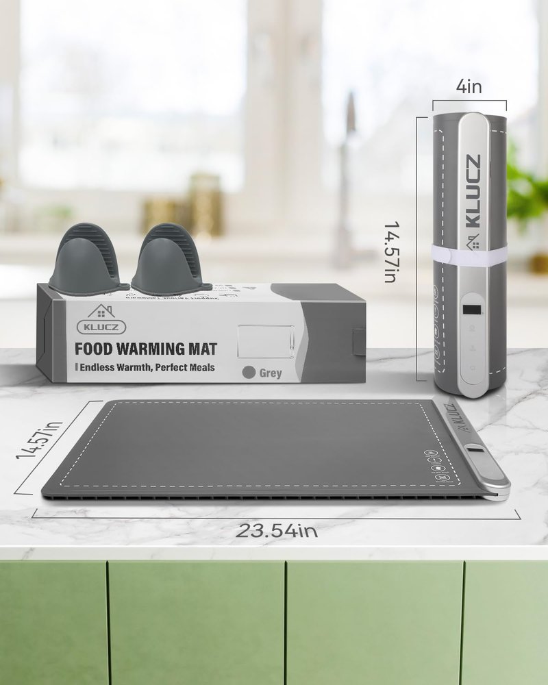 Warming Mat for Food, Electric Foldable Graphene Rapid Food Warmer for Buffet Parties, Chafing Dishes, Countertop Food Warmers with 6-Level Temp 6-Hour Timer, Great Gift Choice for Family Friend，Grey