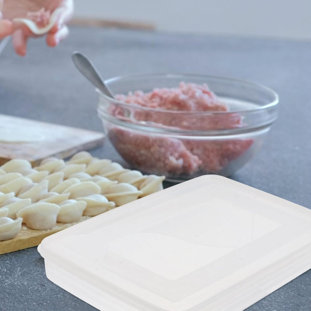 Uonlytech Large Airtight Dumpling Box - Clear Veggie Tray with Lid | Refrigerator Egg Storage Container