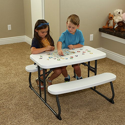 Foldable Kids Picnic Table - Stain Resistant Outdoor Seating for 4