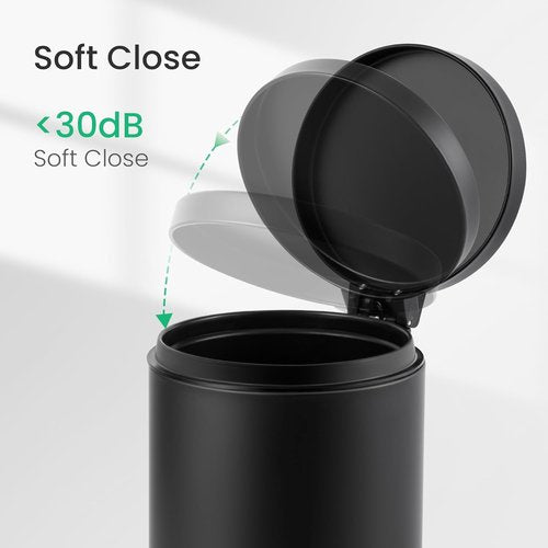 Cesun Small Black Trash Can - 1.2 Gallon Bathroom Garbage Can with Lid & Foot Pedal | Matte Finish
