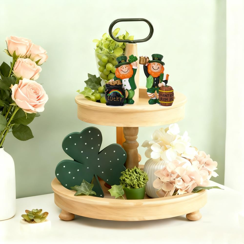 Skiennix St. Patrick's Day Gnome Figurines - 2 Pcs Leprechaun Home Decor for Spring | Indoor Table & Shelf Display