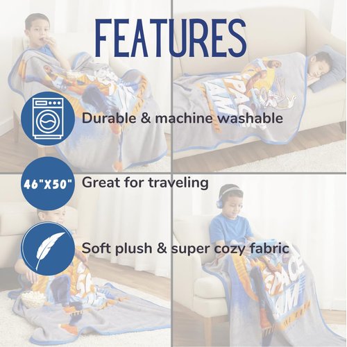 Space Jam Kids Bedding Super Soft Silk Touch Throw, 40 in x 50 in, (Official Licensed Product)