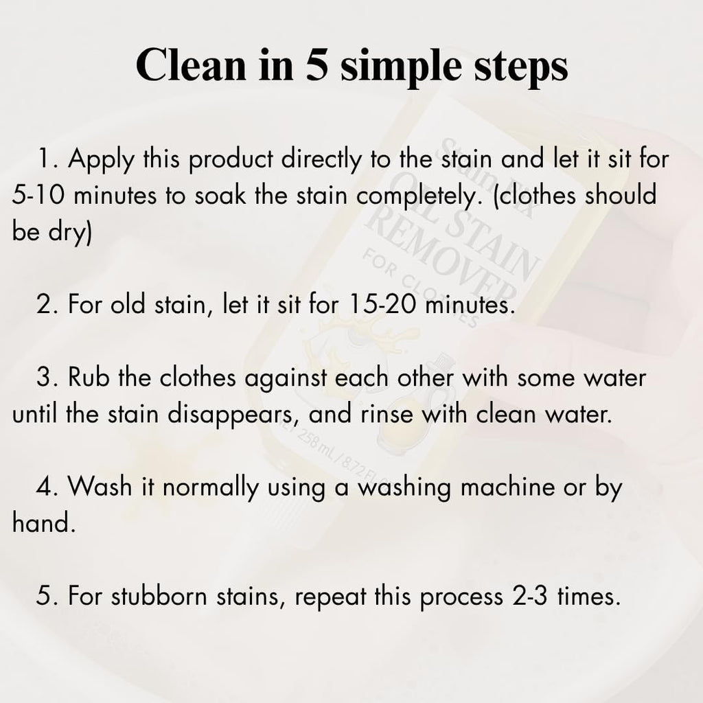 Oil Stain Remover by [Brand Name] | Effective Fabric Cleaner for Cooking & Engine Stains - 8.72oz