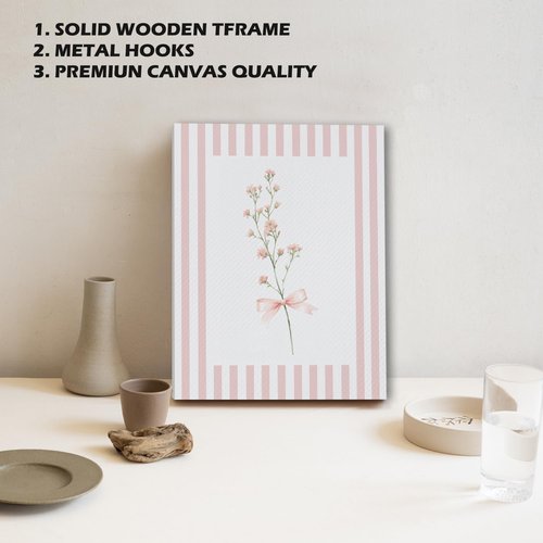 JINYO Coquette Pink Floral Canvas Wall Art - Framed Set of 4 for Girls' Room | 8x10 Inch Decor