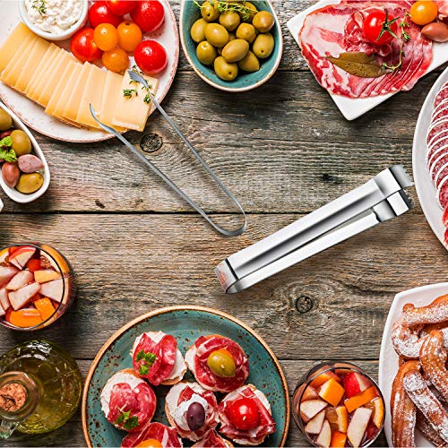 Gejoy Silver Mini Serving Tongs – 12 Pack Stainless Steel Ice & Appetizer Utensils