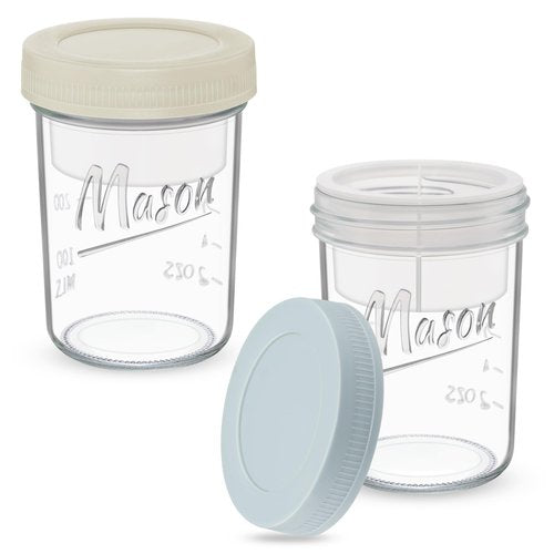 Xyptorix 16 oz Overnight Oats Containers with Lids, 2-Pack Leak-Proof Wide Mouth Mason Jars & Separate Compartments for Fruits/Nuts, Airtight Glass Jars for Chia Pudding, Yogurt, Parfait and Salad