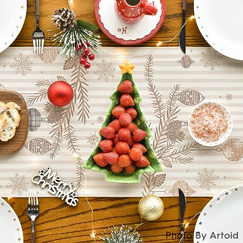 Artoid Mode Christmas Tree Stripes Pine Trees Holiday Table Runner 13x72 Inch