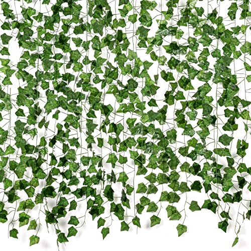 Artificial Ivy Vines (12 Pack, 84 Feet) - Lifelike Hanging Greenery for Home Decor