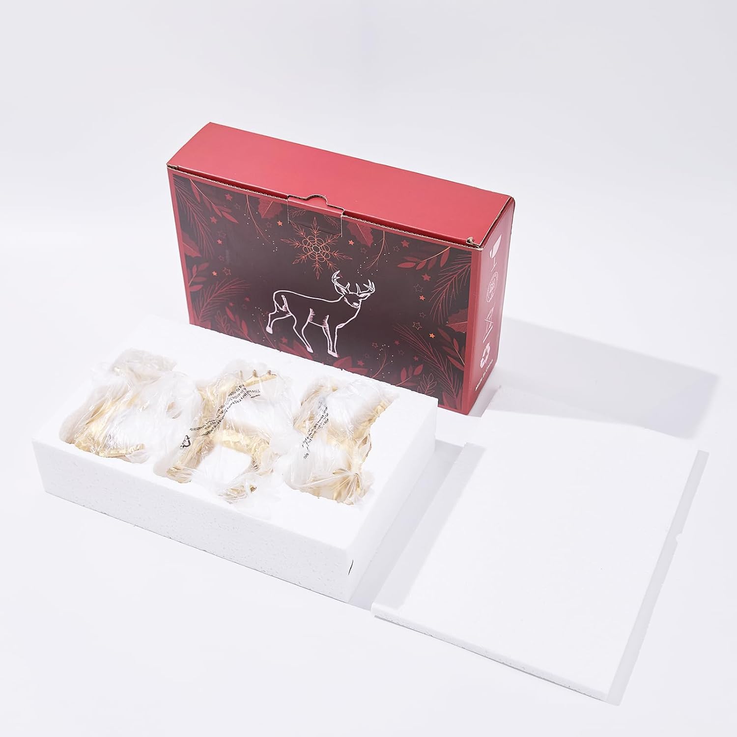 Skiennix 3pcs Resin Reindeer Figurines - Gold Christmas Decor for Tabletop & Mantle