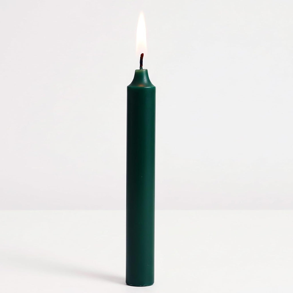 Biedermann & Sons Unscented Tree & Chime Candles - Long Burning, Pine Green, 4 Inch Tall | Set of 20