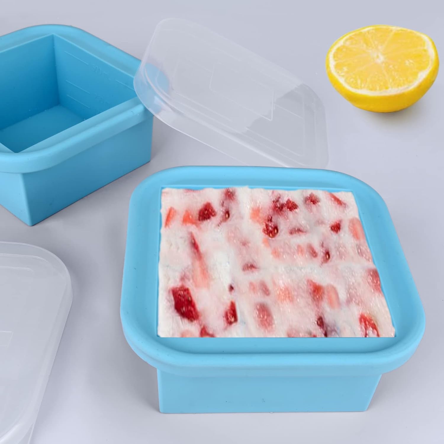 Skiennix 2-Cup Silicone Freezer Trays - 4 Pack Molds for Soups, Broths, Stews & Sauces