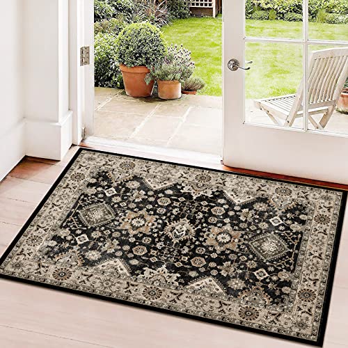 Washable Runner Rug 2x3 Non-Slip Vintage Distressed Entryway Kitchen Mat