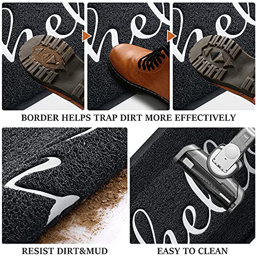 Non-Slip Welcome Door Mat for Entryway - 30x17.5 Low Profile Outdoor Rug