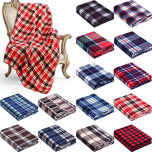 Newwiee 15Pcs Buffalo Plaid Christmas Throw Blankets 50 x 60 in Soft Plush