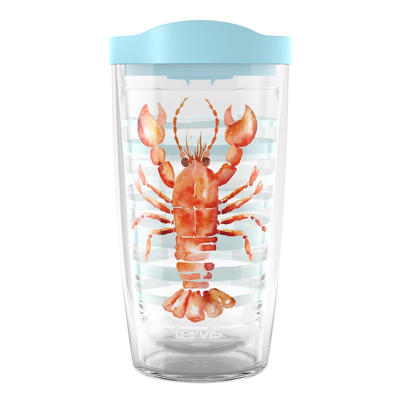 Tervis Sara Berrenson - Atlantica Collection Made in USA Double Walled Insulated Tumbler Travel Cup Keeps Drinks Cold & Hot, 16oz, Lobster