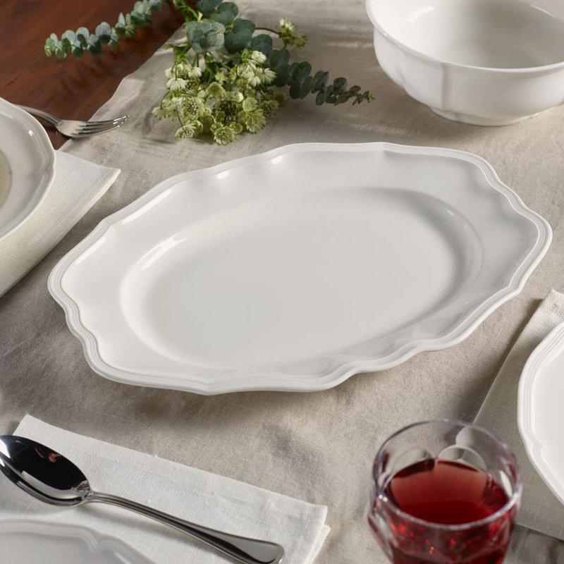 Villeroy & Boch Manoir Oval Platter, Premium Porcelain, Made in Germany, 14.5 x 10.25 in, White