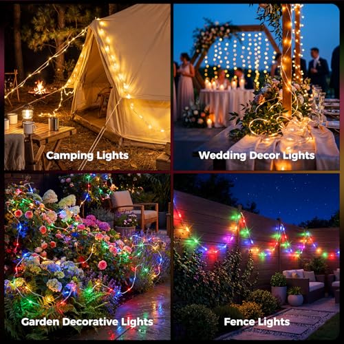 46FT Solar LED Rope Light for Outdoor Rugs with Remote & Rug Clips